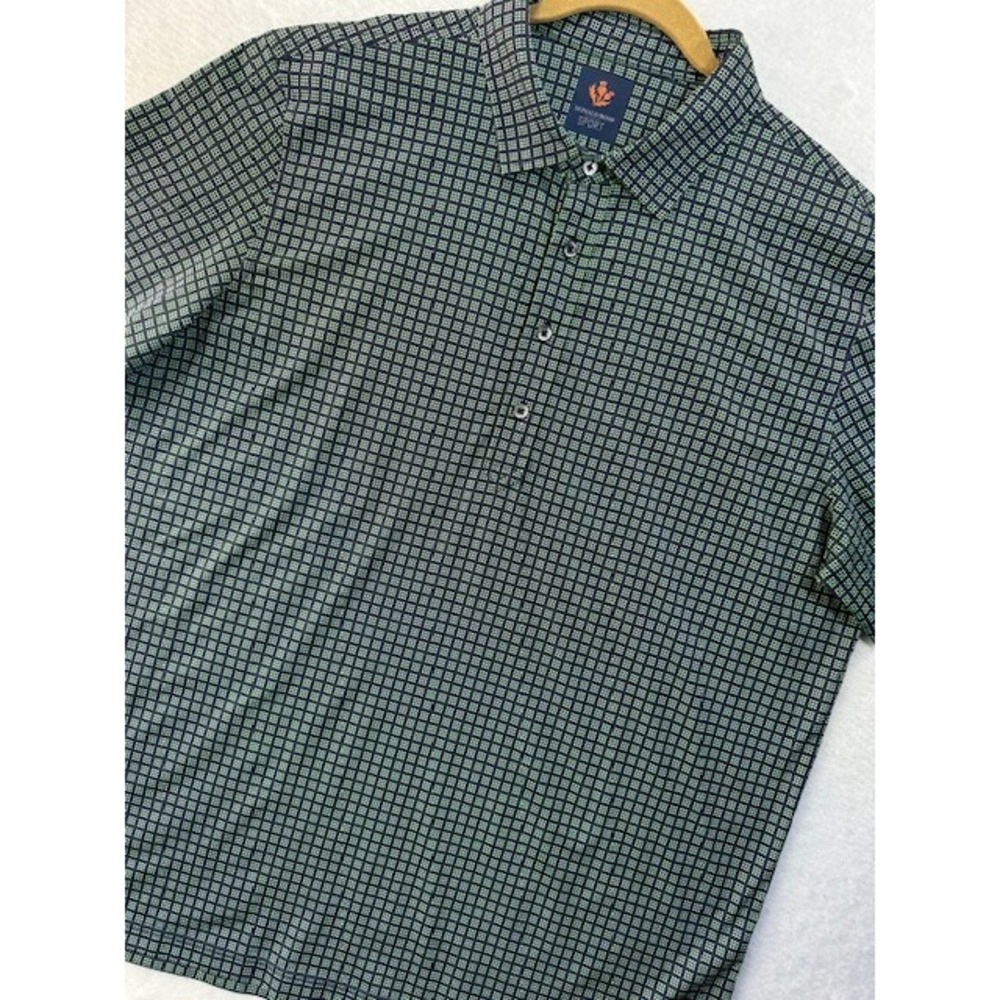 Donald Ross Polo‎ Shirt LRG Green Golf Polo Performance Casual Preppy Geometric